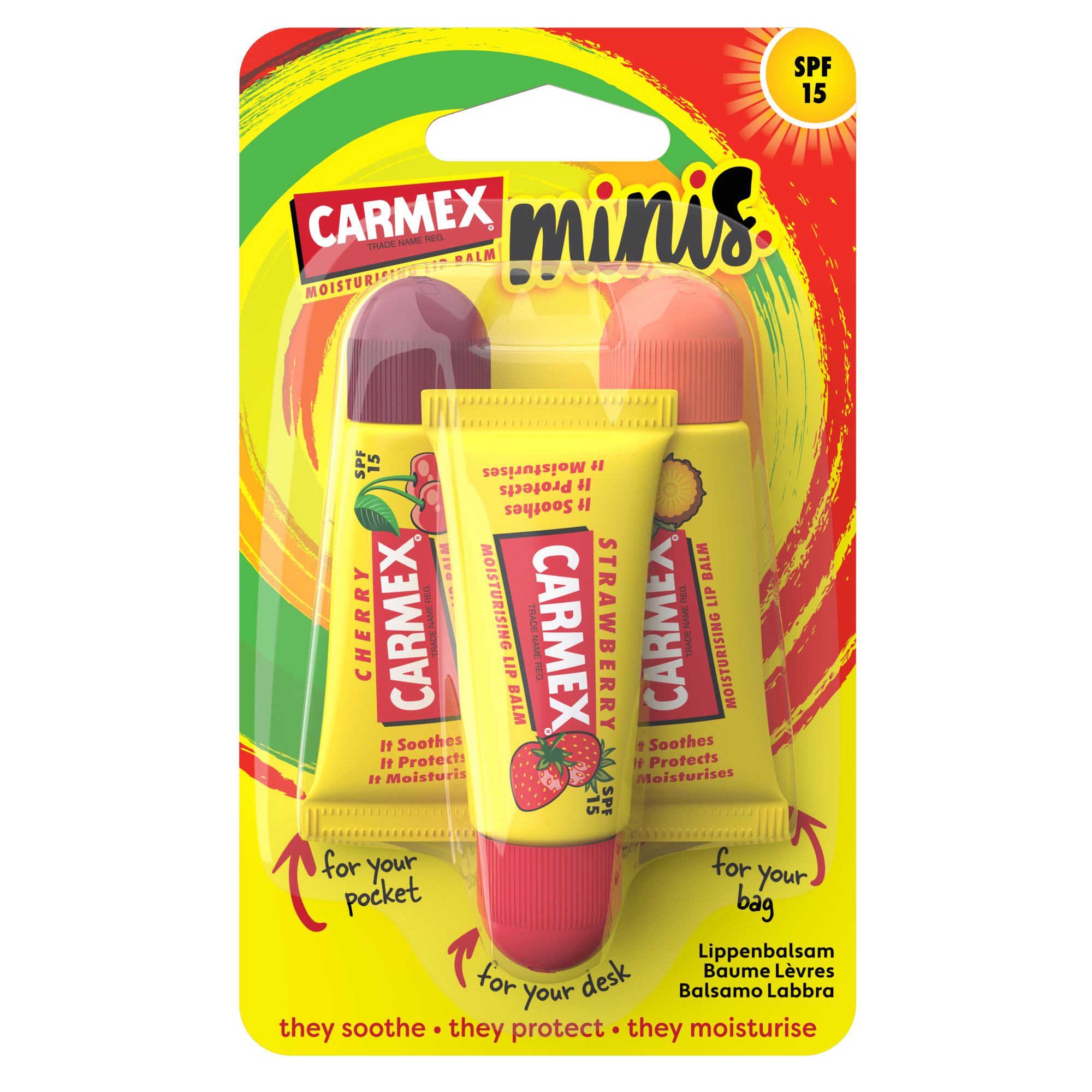 CARMEX Tube MINIS 3-Pack SPF15
