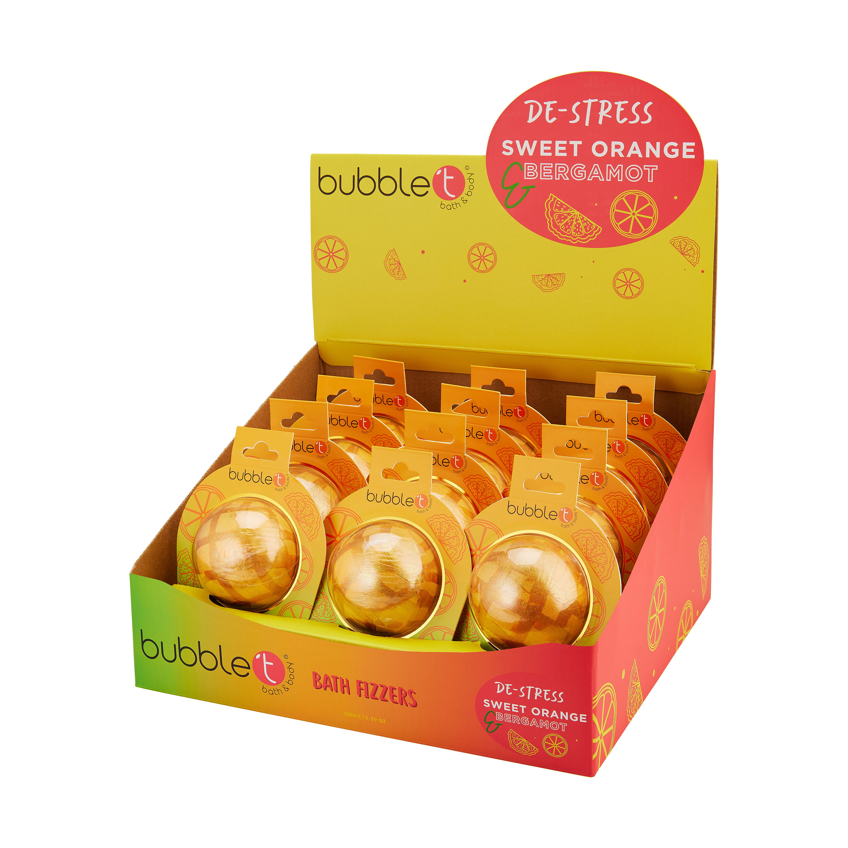 BUBBLE T Bath Fizzer Dé-stress Orange douce & Bergamote 150g