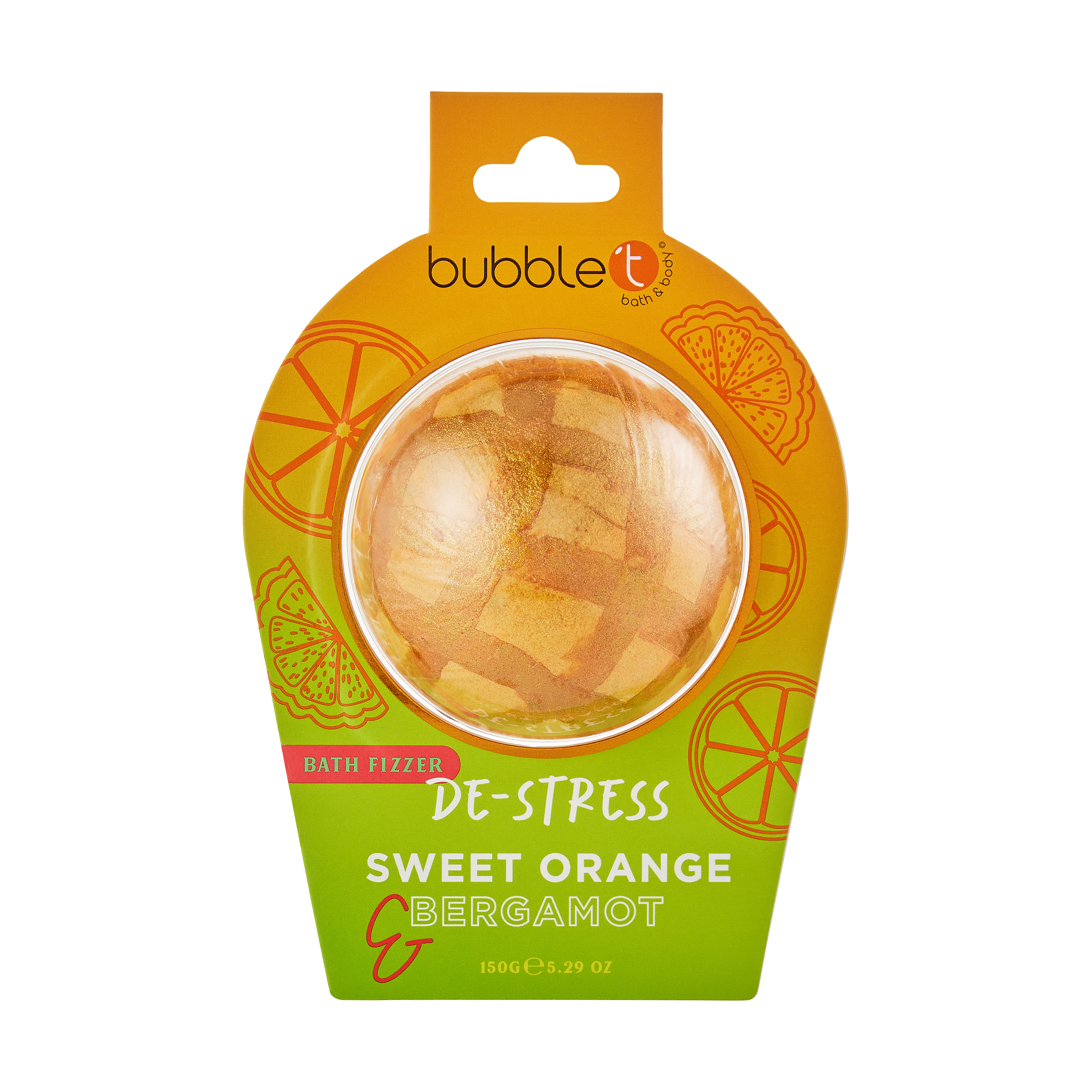 BUBBLE T Bath Fizzer De-stress Sweet Orange & Bergamot 150g